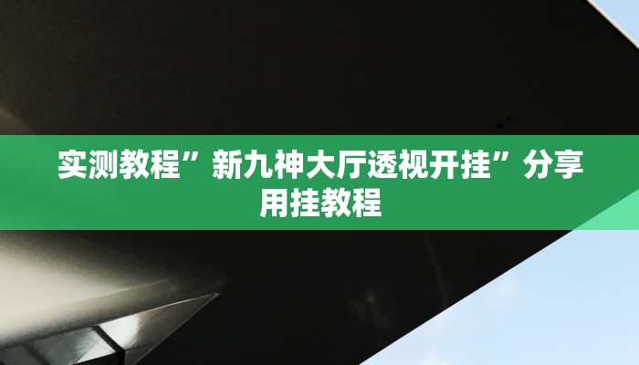 實測教程”新九神大廳透視開掛”分享用掛教程